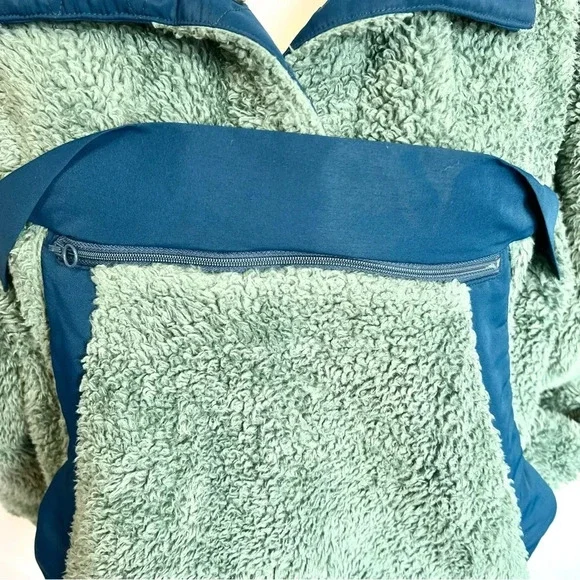 Ugg Gayle Sherpa Half Zip Fleece Jacket Hidden Pocket Green Womens size Small - Picture 12 of 17
